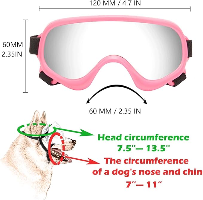 Dog Sunglasses,Doggles Anti-UV Protection, Pet Sunglasses with Adjustable Strap, Suitable for Motorcycle Car Driving Bike Riding Hiking Swimming Wind Dust Fog Dog Eye Protection