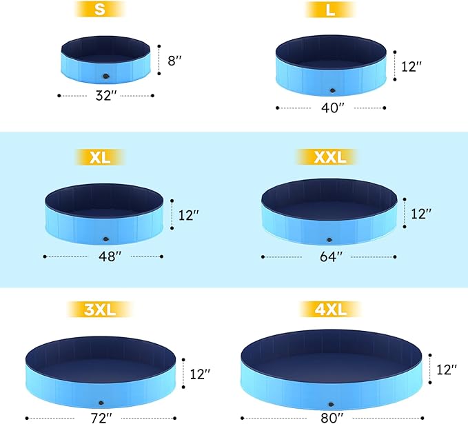 Niubya Portable Dog Pool, Foldable Pet Swimming Tub, Anti-Slip Collapsible Pet Bathtub, Hard Plastic Bath Pool for Pets Dogs and Cats, 40 x 12 Inches
