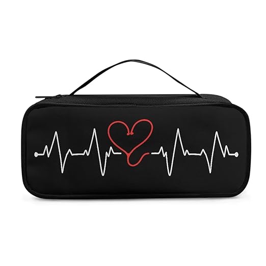 Gomyblomy Electrocardiogram Print Stethoscope Case Fits for Most Stethoscopes, Portable Stethoscope Holder with Extra Room for Nursing Accessories for Nurses and Doctors