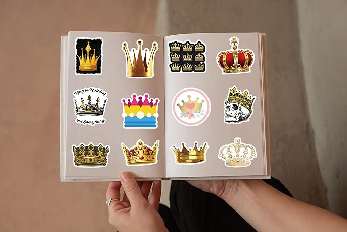 Imperial Crown Stickers 51Pcs Cartoon Gold Right Shine Pack | Cool Colorful Deacls Graffiti for Water Bottle Skateboard Luggage Laptop Computer Phone…