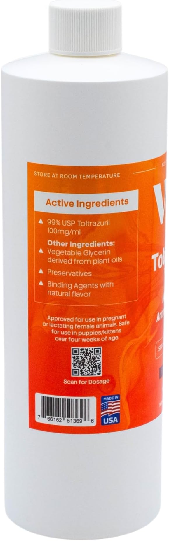 Toltrazuril 10.0% for Horses, Dogs, Cats, 500mL/16.9 Ounce, for Non-Food Chain Animals, Peanut Butter