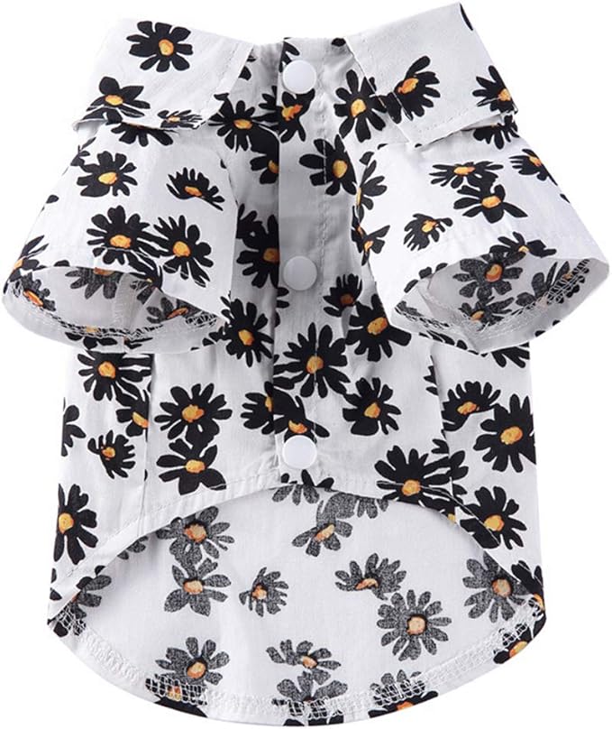 Tangpan Summer Pet Daisy Hawaiian Beach Plaid Print Shirts Clothes for Dog White L