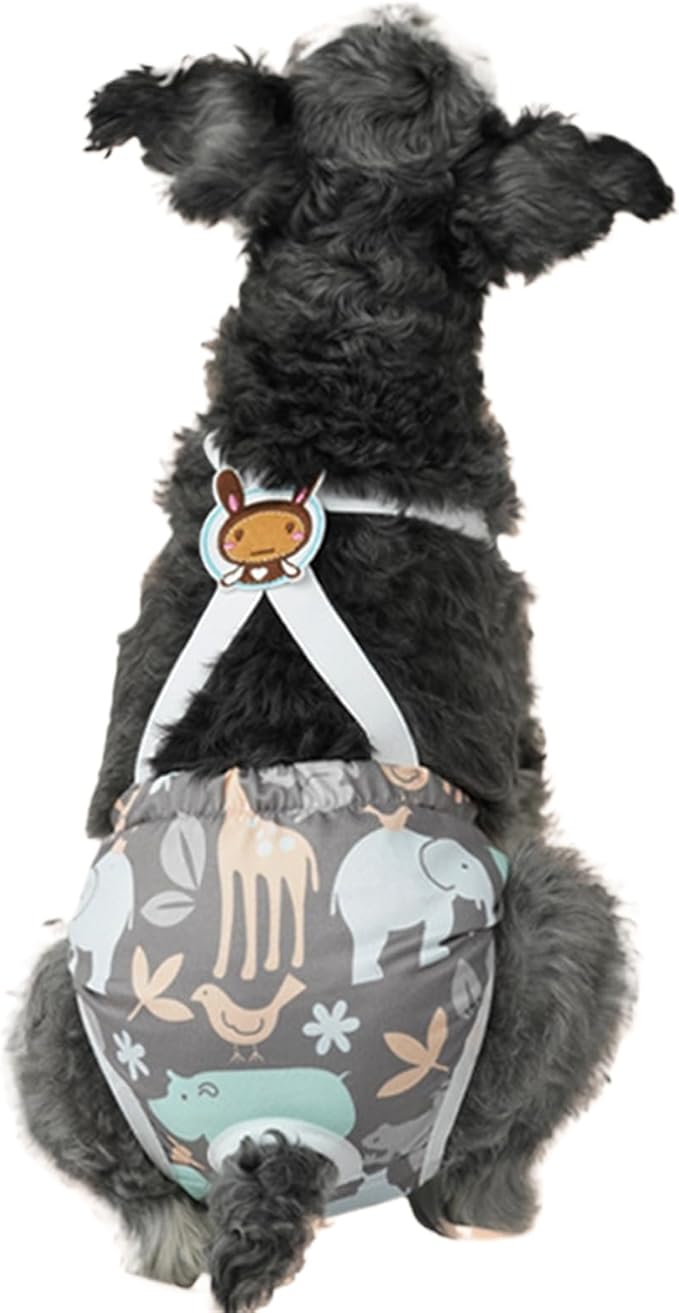 Dog Diaper - Washable Female Panties with Suspender, 1 Reusable Small Dog Diaper for Home, Apartment, Indoor, Outdoor, Travel, Car, Crate, Kennel, Yard, Park, Beach and Camping Protection