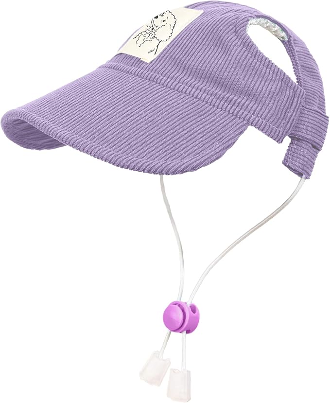 Pet Dog Baseball Cap, Cat Hat, Cat Dog Sun Cap with Ear Holes, Adjustable Puppy Outdoor Sun Hat (Purple, X-Large)