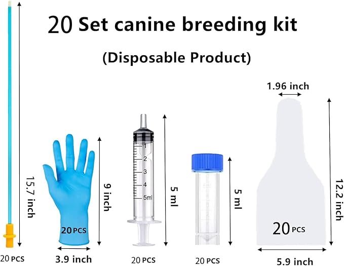 20 Set Dog Breeding Kit, Disposable Dog Artificial Insemination Kit, Dog Insemination Breeder Kit, Dog Breeding Supplies. (15.7 Inch)