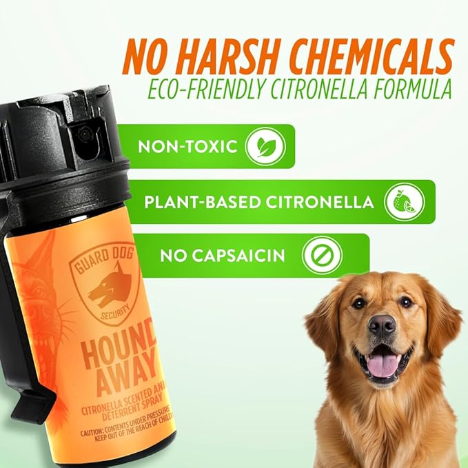Citronella Dog Deterrent Spray, Dog Spray Self Defense, Training and Barking, Long-Range Dog Repellent, Portable Canister (0.5oz / 2oz)