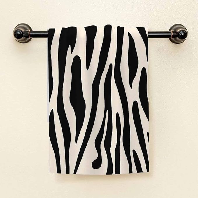 HGOD DESIGNS Zebra Towels, African Zebra Print Black and White Pattern 100% Cotton Soft Bath Kitchen Hotel Spa Towels 15"X30"