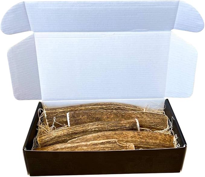 The Antler Box Premium Elk Antler Dog Chews (1 Pound Box) (Medium (4 Pieces) Whole Only)