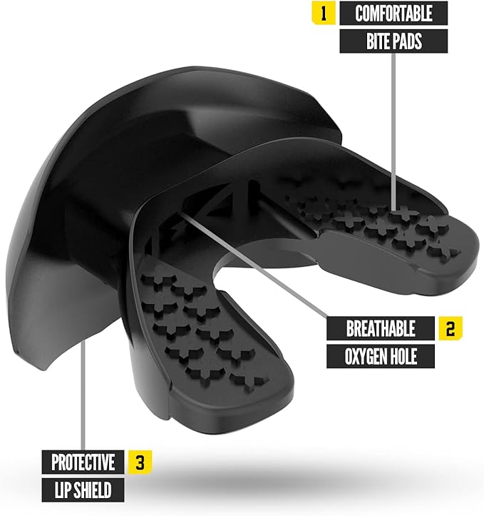 Nxtrnd One Football Mouth Guard, Strap Included, Fits Adult & Youth (Black)