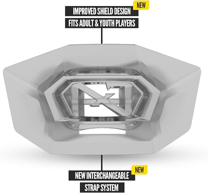 Nxtrnd One Pro Football Mouth Guard, Interchangeable Strap, Fits Adult & Youth (Transparent)