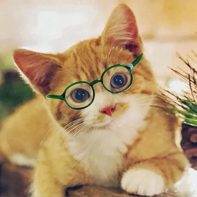 Nerd Glasses, Black Pet Dog Cute Glasses Clear Lens Retro Glasses Photo Props Transparent Cat Sun Glasses for Small Dogs Cats Cosplay Costume
