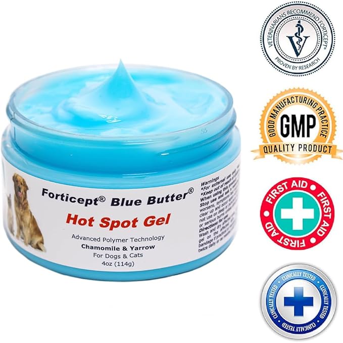 Forticept Blue Butter – Hot Spot Treatment for Dogs & Cats, Wound and Skin Care Infections, Cuts, Rashes Gel Veterinary Strength Topical Ointment 2oz