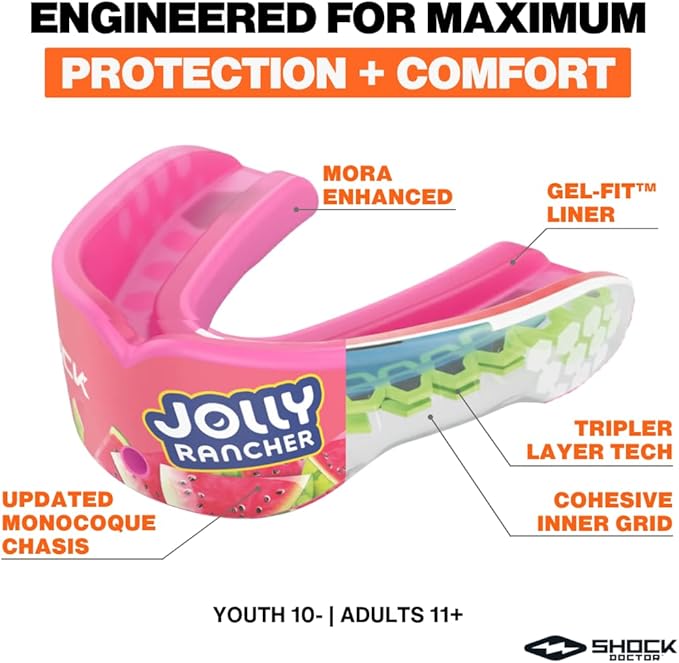 Shock Doctor, Gel Max Power Flavor Mouth Guard, Football, Lacrosse, Hockey, MMA, Boxing, Youth & Adult