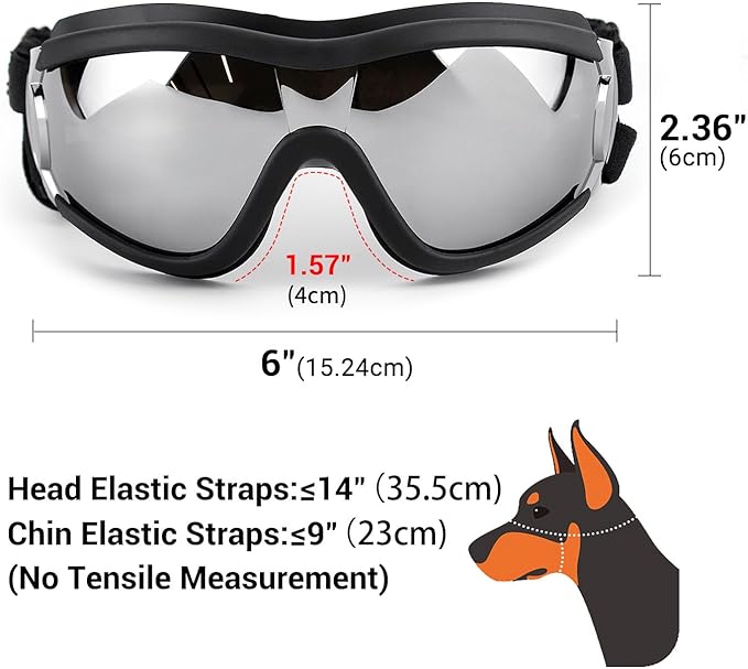 Dog Goggles and Helmet Set - Anti-dust UV Protection Sunglasses, Durable Motorcycle Helmet With Ear Hole, Adjustable Pet Glasses for Medium to Large Dogs - Black