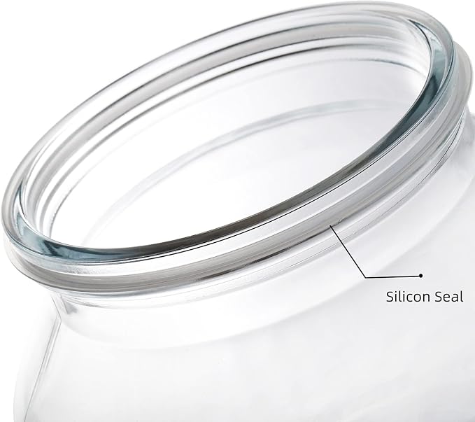 AVLA 3 Pack Glass Jars with Metal Lid, 58 OZ Clear Round Cookie Candy Jar, Food Storage Container with Black Lid, Empty Canister Set for Kitchen Counter, Pasta, Dog Treat, Snack