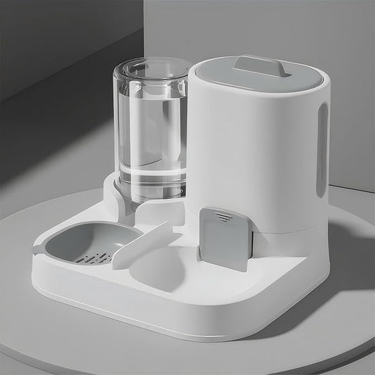 Automatic Cat Feeder and Water Dispenser Set, 2-in-1 Gravity Food Bowl Station for Small Medium Cats Dogs Puppy Kitten Rabbits, Auto Feeding Supplies