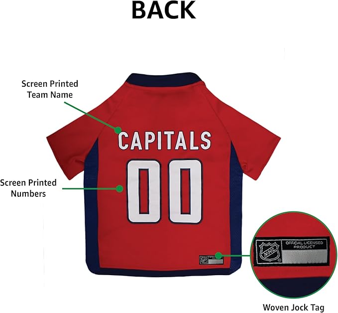 Pets First NHL Pet Jersey - Washington Capitals Dog Jersey, XX-Large. A Premium Big Jersey for Dogs & Cats to Look just Like The Real Hockey Player, Red, XX-Large Pet Jersey Licensed by The NHL