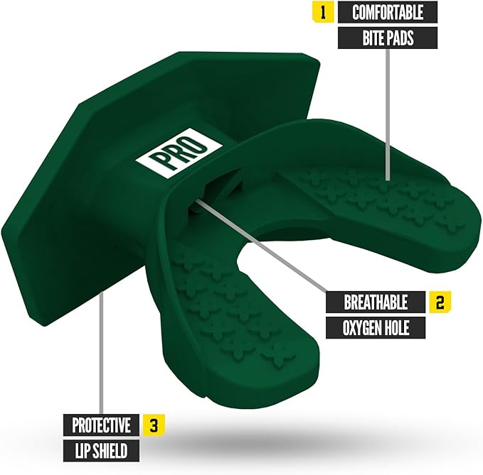 Nxtrnd One Pro Football Mouth Guard, Interchangeable Strap, Fits Adult & Youth (Dark Green)