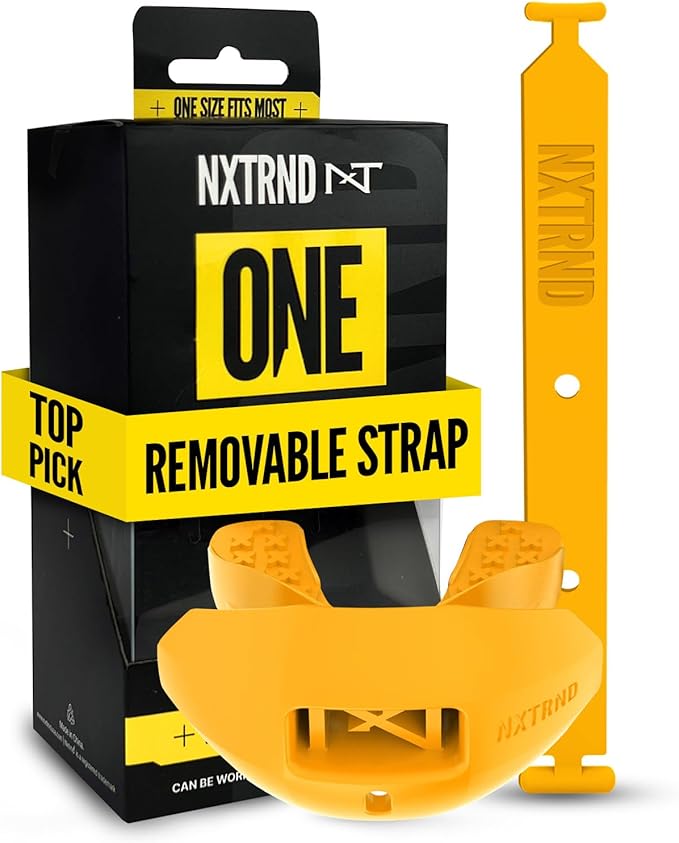Nxtrnd One Football Mouth Guard, Strap Included, Fits Adult & Youth (Yellow)