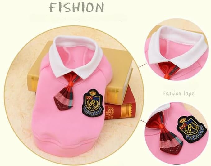 Selena Pet Uniform School Skirts Sailor Costume Dog Campus Clothes Teddy Cute Bowtie Adorable Puppy Apparel (Small,Pink Dresses)