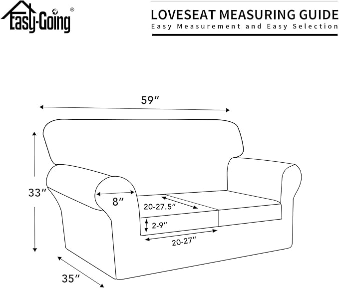 Easy-Going 100% Dual Waterproof 3 Pieces Loveseat Cover Stretch Soft Couch Cover for Dogs, Sofa Slipcover for 2 Separate Cushion Couch Leakproof Furniture Protector for Kids, Pets Navy