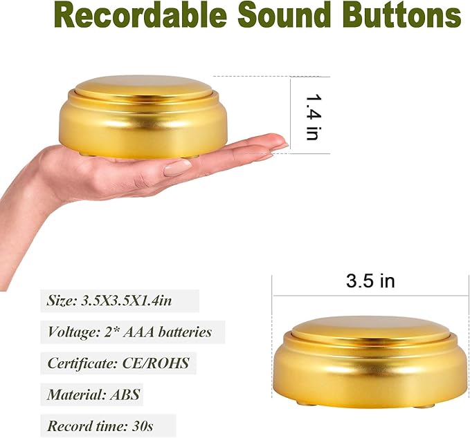 Jusocc Recordable Buttons | Pet Talking Button | Custom Sound Button | Easy Button for Dog or Cat Communication | Game Buzzer for Home Office Gifts (Including Batteries)