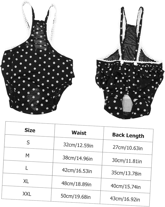 Toyvian Breathable Female Dog Pants Cotton Pet Physiological Pant for Puppies in Heat Moisture Absorbing Reusable Diapers to Prevent Unwanted Pregnancy and Keep Clean Black XL