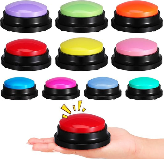 10 Pieces Recordable Answer Buzzers Button Answer Buzzers Game Show Buzzer Recordable Button Classroom Buzzers Perfect for Study Office Home and Pet Buttons Training Toy Multicolor