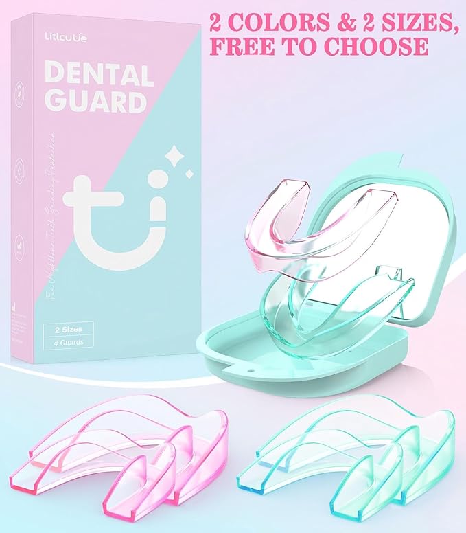Anti Grinding Guard, Mouth Guard for Grinding Teeth at Night, 2 Color Night Guards for Teeth Grinding, Mouth Guard for Sleeping, Mouthguards for Grinding of Teeth, 4 Pcs/2 Sizes
