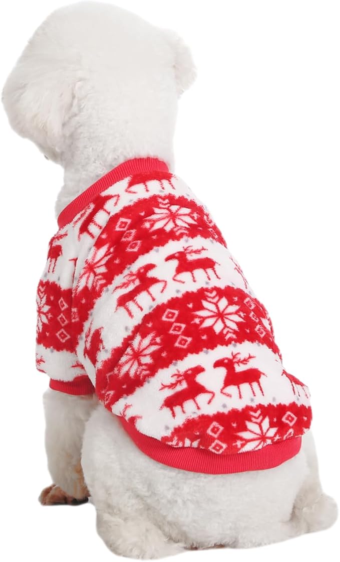 Dog Sweater, 2 Pack Dog Sweaters for Small Dogs, Dog Clothes for Small Dogs Girl Boy, Ultra Soft and Warm Puppy Sweater Dog Coat for Winter Christmas (Xmas Red+Xmas Blue, XX-Large)