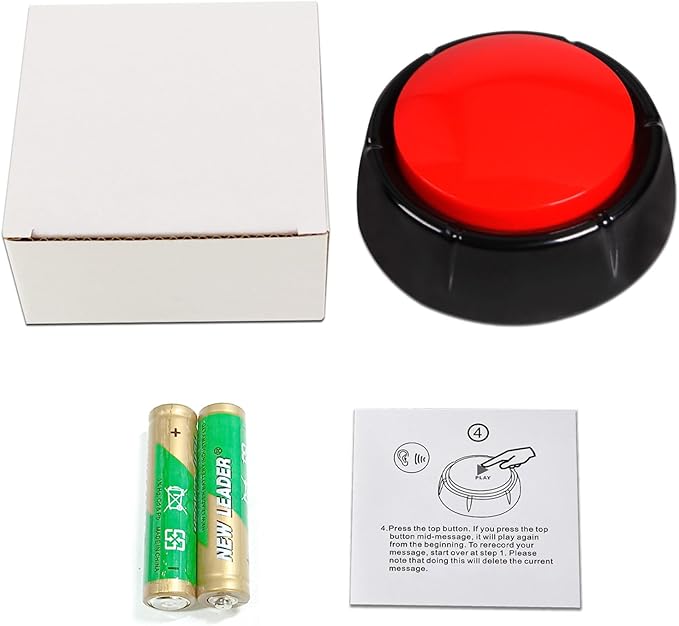 Recording Buttons Recordable Button 30 Second Voice Record Button Dog Buttons Talk for Pet Training Games Study Recording Important Things List.