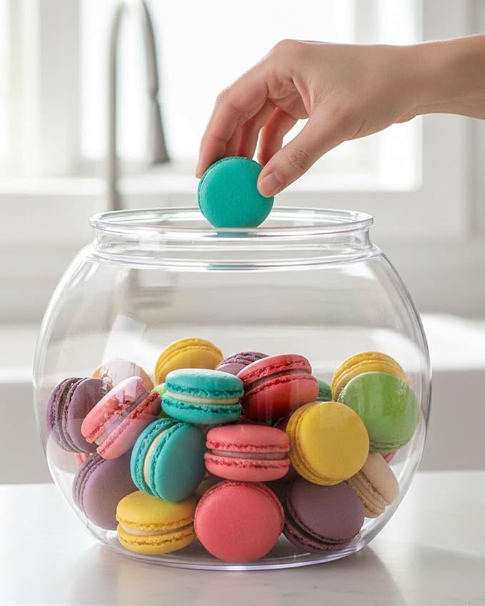 Rocutus Candy & Cookie Jar with Airtight Lid, Plastic Candy Jar Cookie Jar Jar for Pantry Organization, Sugar, Flour, Pasta, Dog Treats, Clear Food Storage Canister & Home Decoration (1.5 Gallon)