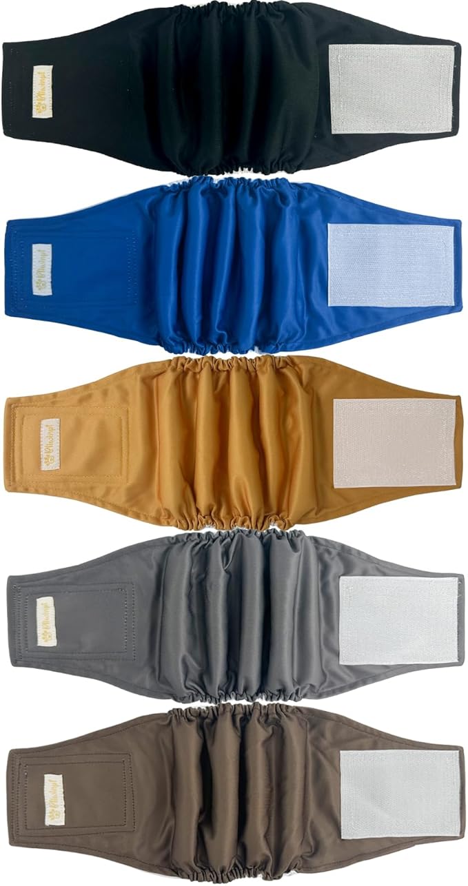 Reusable Male Small for Puppy Wraps High Absorbing Belly Band for Male Dogs Premium Washable Male Dog Belly Band 5pack (S, 9” - 11” Waist)