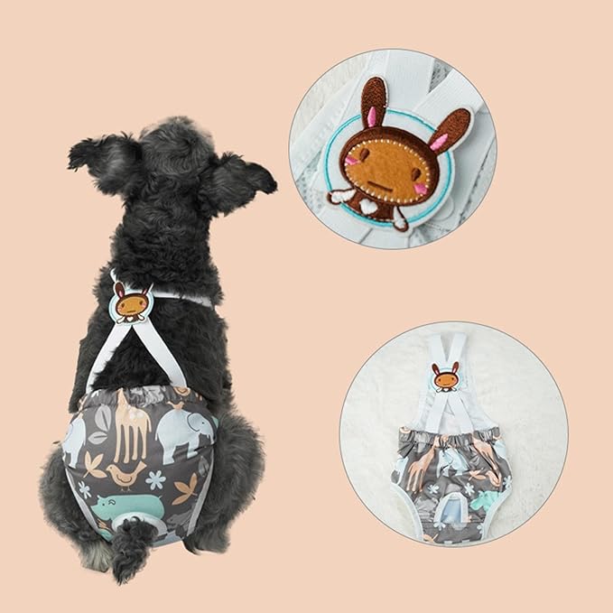 Dog Diaper | Washable Pants with Suspender | Reusable Doggie Diaper,for Home Apartment Indoor Outdoor Travel Car Crate Kennel Yard Park Beach Camping