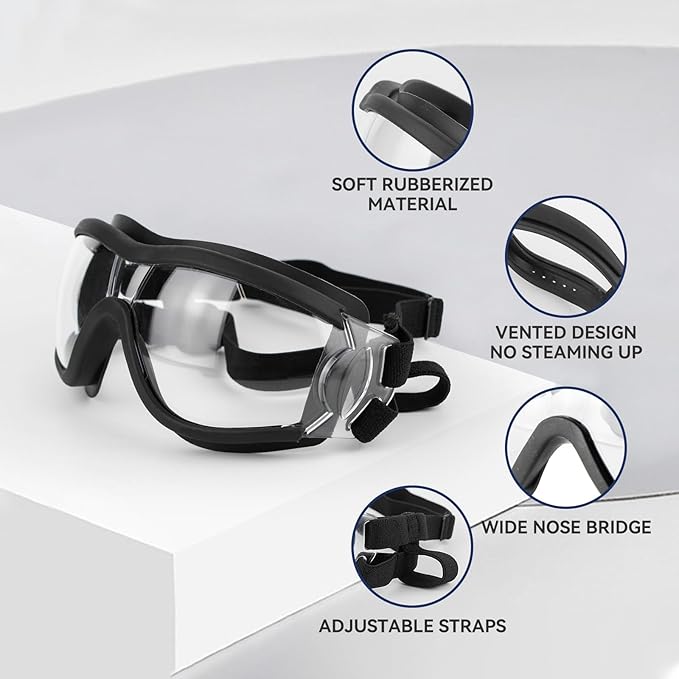 Dog Goggles for Large Breed, 2PCS UV Protection Dog Sunglasses with Adjustable Straps, Windproof Pet Eyewear for Medium to Large Pets, Black & Clear L
