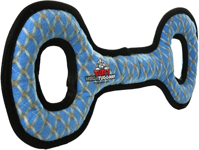 TUFFY - World's Tuffest Soft Dog Toy - MEGA -Tug Oval -Chain Link -Multiple Layers. Made Durable, Strong & Tough. Interactive Play (Tug, Toss & Fetch). Machine Washable & Floats