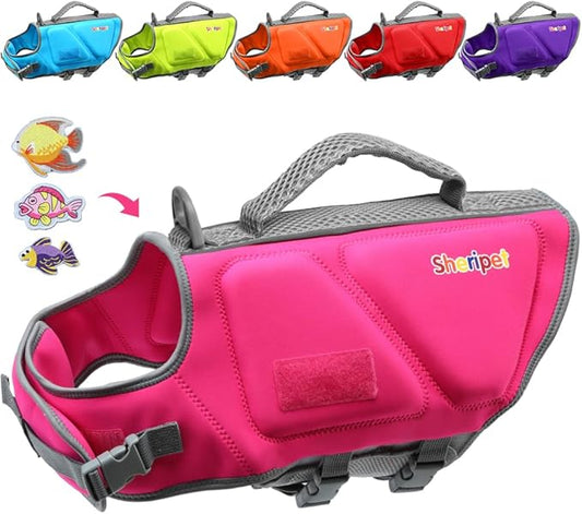 Dog Life Jacket, Good Visibility Dog Life Vest for Swimming with Reflective Stripes and Rescue Handle, Flotation Vest Suit for Small Medium and Large Dogs, Medium