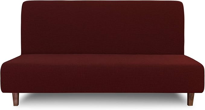 Easy-Going 100% Waterproof Futon Cover, Dual Waterproof Couch Cover for Futon, Stretch Jacquard Sofa Cover, Leakproof Furniture Protector for Kids, Pets, Dog and Cat (Medium, Wine)