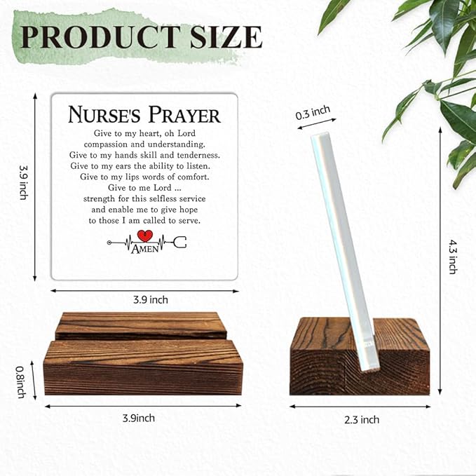 Nurses Prayer Acrylic Sign With Wood Stand, Funny Nurse Home Office Desk Decor Plaque Gifts, Nurse Week Nurse's Day Nursing Gifts for Christian Nurse, Thank You Gifts for Nurse Friend