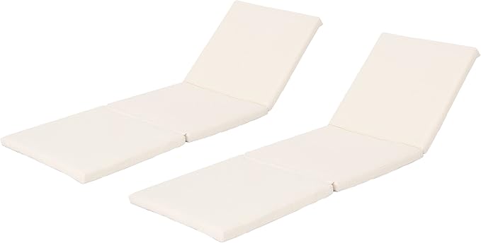 Christopher Knight Home Jamaica Outdoor Water Resistant Chaise Lounge Cushions, 2-Pcs Set, Cream