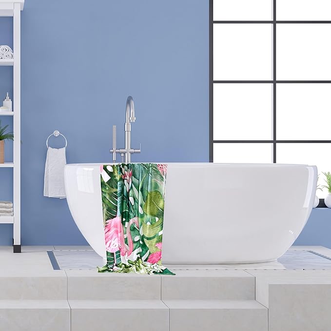 LIVILAN Flamingo Beach Towel, 30" x 60" Microfiber, Quick Dry, Sand Free, for Pool, Bath, Yoga, Tropical Design, Great for Girls, Women, Flamingo Gifts