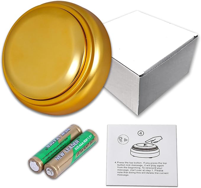 Gold Voice Custom Recordable Buttons 30 Second Voice Dog Talking Buttons Recordable and Playback Message for Classroom Fun Study Gift Voice Messages to Parents, Friends and Yourself