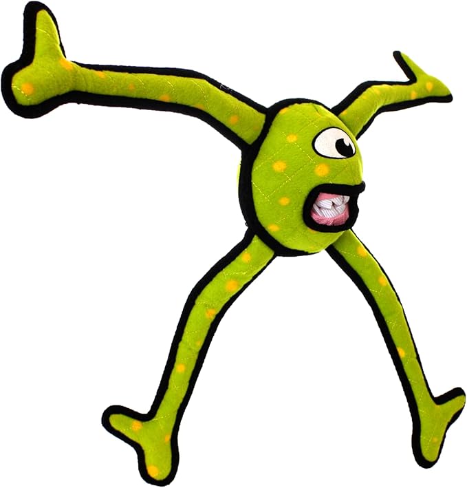 TUFFY - World's Tuffest Soft Dog Toy - Alien Green Legs - Multiple Layers. Made Durable, Strong & Tough. Interactive Play (Tug, Toss & Fetch). Machine Washable & Floats