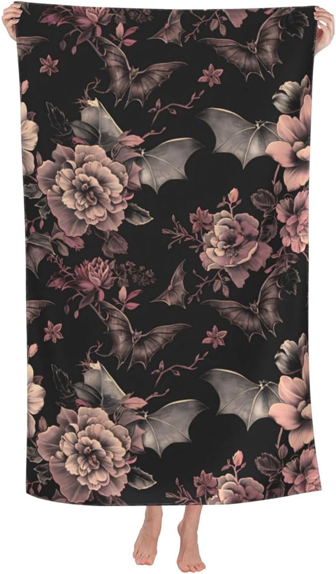Gothic Beach Towel - Floral Sand-Free Microfiber Bath Towel - Ultra Soft Quick Dry - Pool Towel - Absorbent - Lightweight - Gifts for Outdoor Bathroom Swimming Decor - 31inx51in
