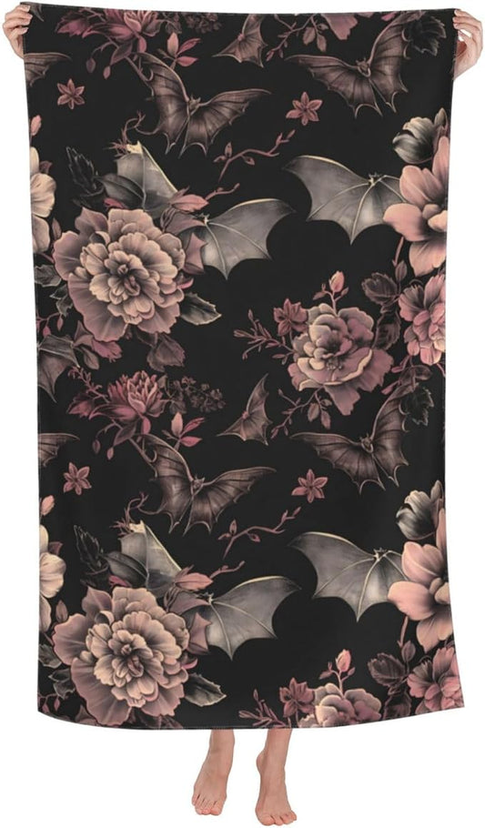 Gothic Beach Towel - Floral Sand-Free Microfiber Bath Towel - Ultra Soft Quick Dry - Pool Towel - Absorbent - Lightweight - Gifts for Outdoor Bathroom Swimming Decor - 31inx51in