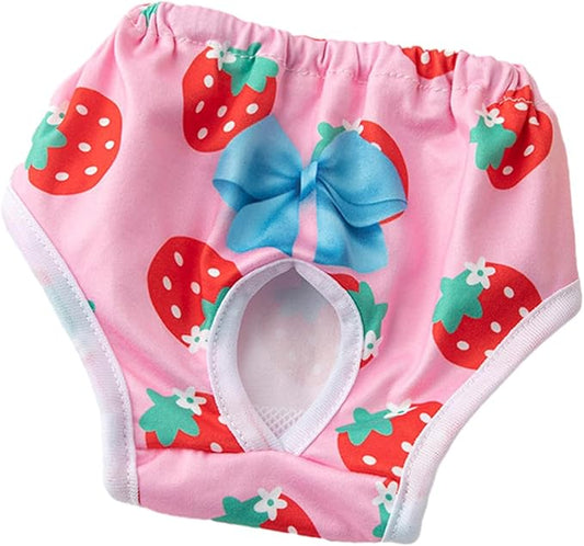 Environmentally Friendly Pet Menstrual Pants Dog Diapers for Heat Comfortable Absorbent Prevent Mess Cartoon Patterned Breathable Shorts Underwear Pink L