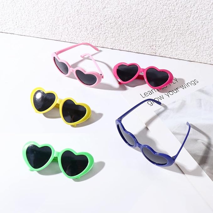 Vctitil 9 Pcs Dog Cat Sunglasses Cute Heart Pet Glasses Photo Props Eyewear Multicolor Cosplay Glasses Dolls Sunglasses Pet Accessories