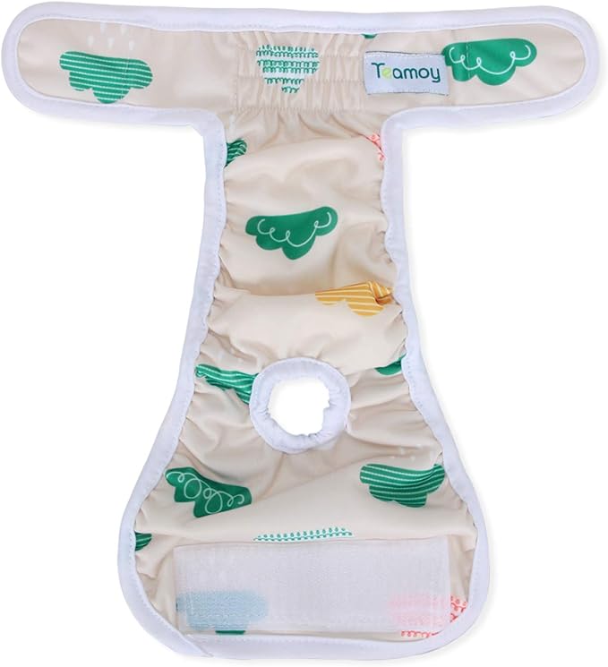 Teamoy Female Dog Diapers for Heat 4-Pack, Reusable Dog Period Diaper Wraps for Incontinence, Training & Housebreaking,XS