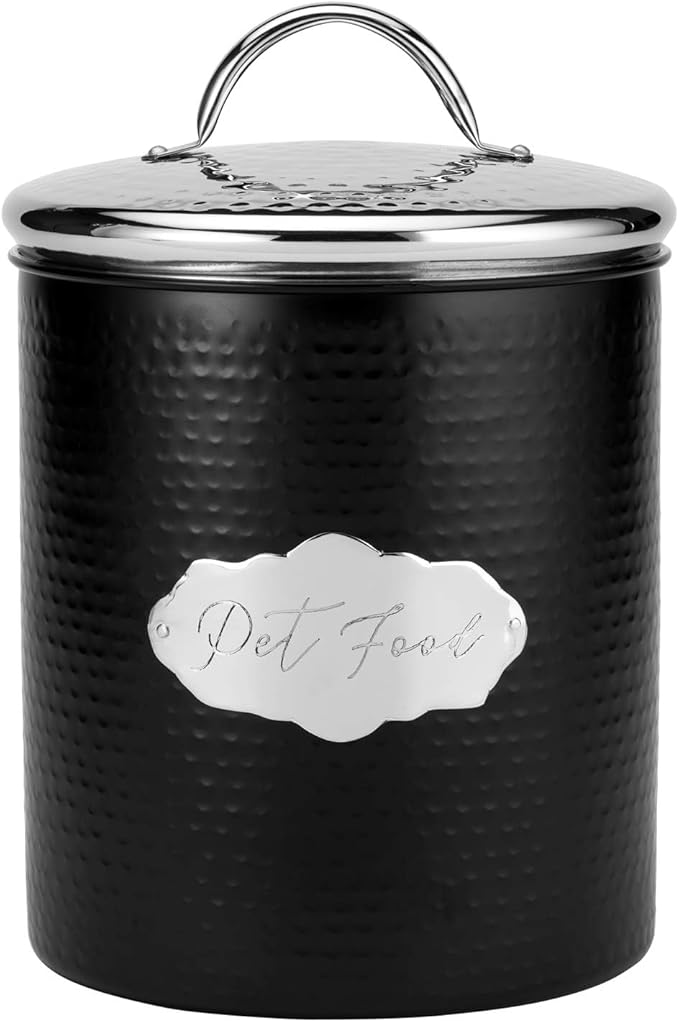 Amici Pet Cavalier Black/Silver 40 & 118 oz Metal Treats Canisters, 2 Size Set