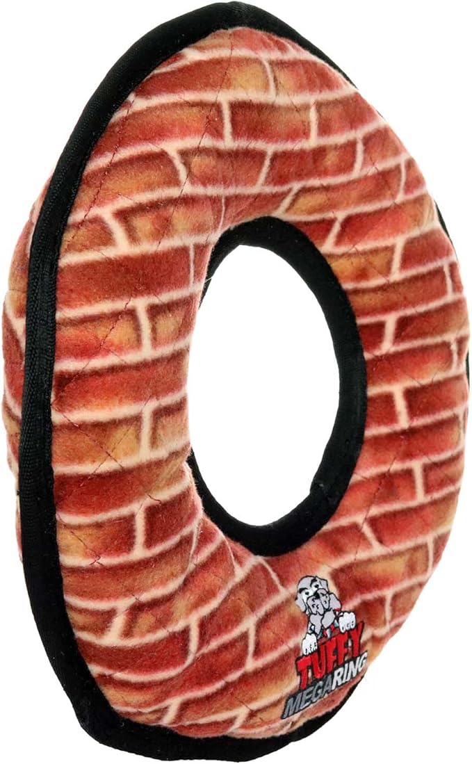 TUFFY - World's Tuffest Soft Dog Toy - MEGA - Ring - Brick- Multiple Layers. Made Durable, Strong & Tough. Interactive Play (Tug, Toss & Fetch). Machine Washable & Floats